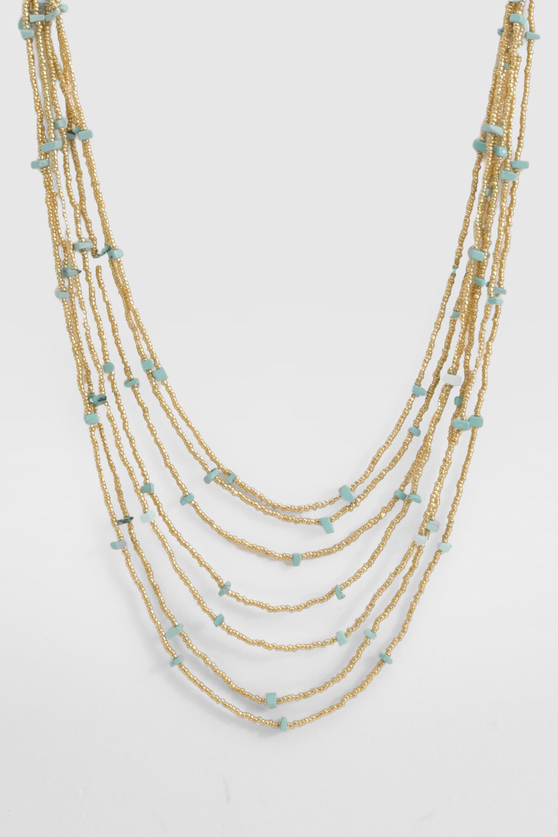 Image of Layered Beaded Necklace, Azzurro