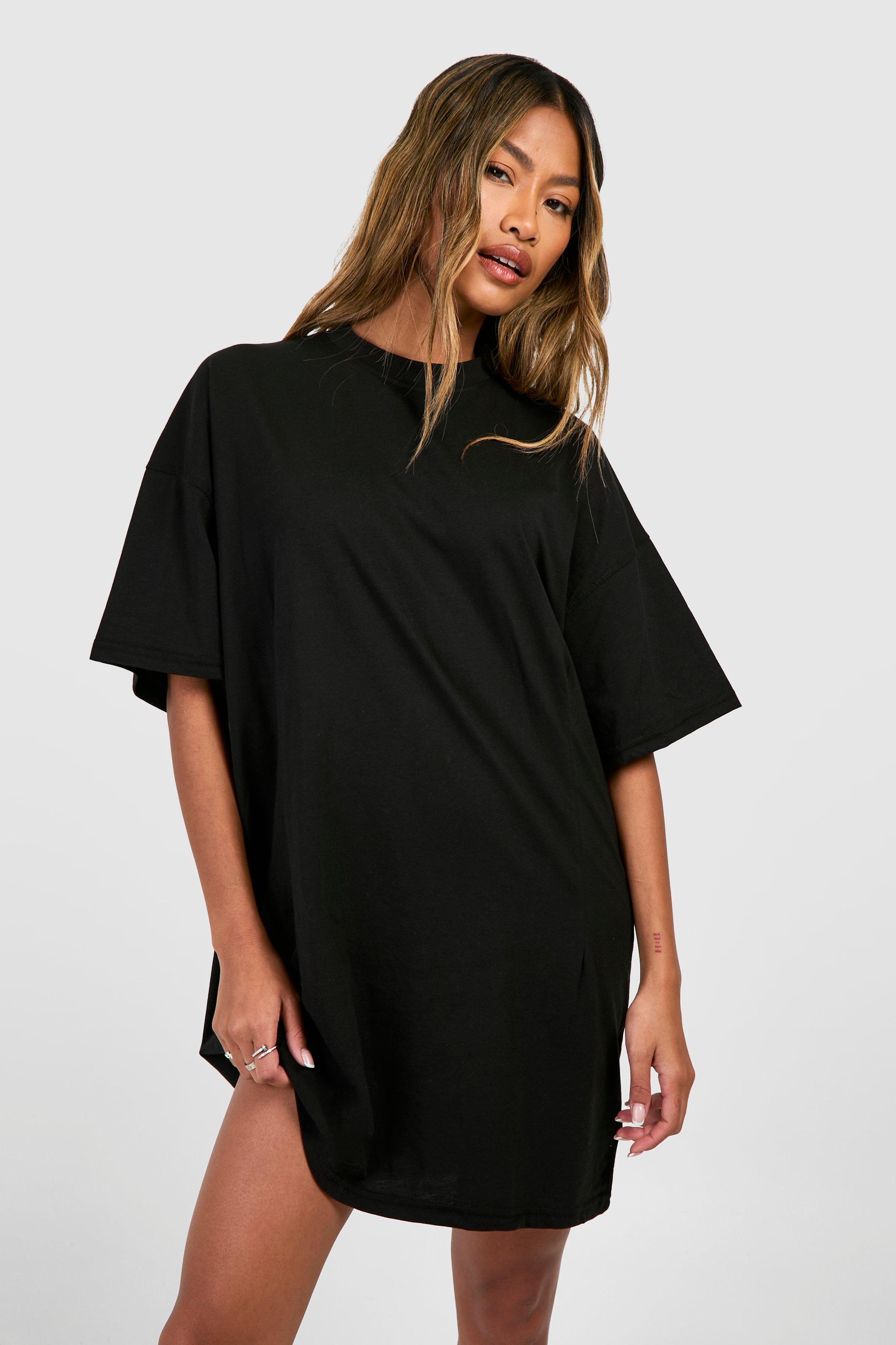 Image of A-line Structured T-shirt Dress, Nero