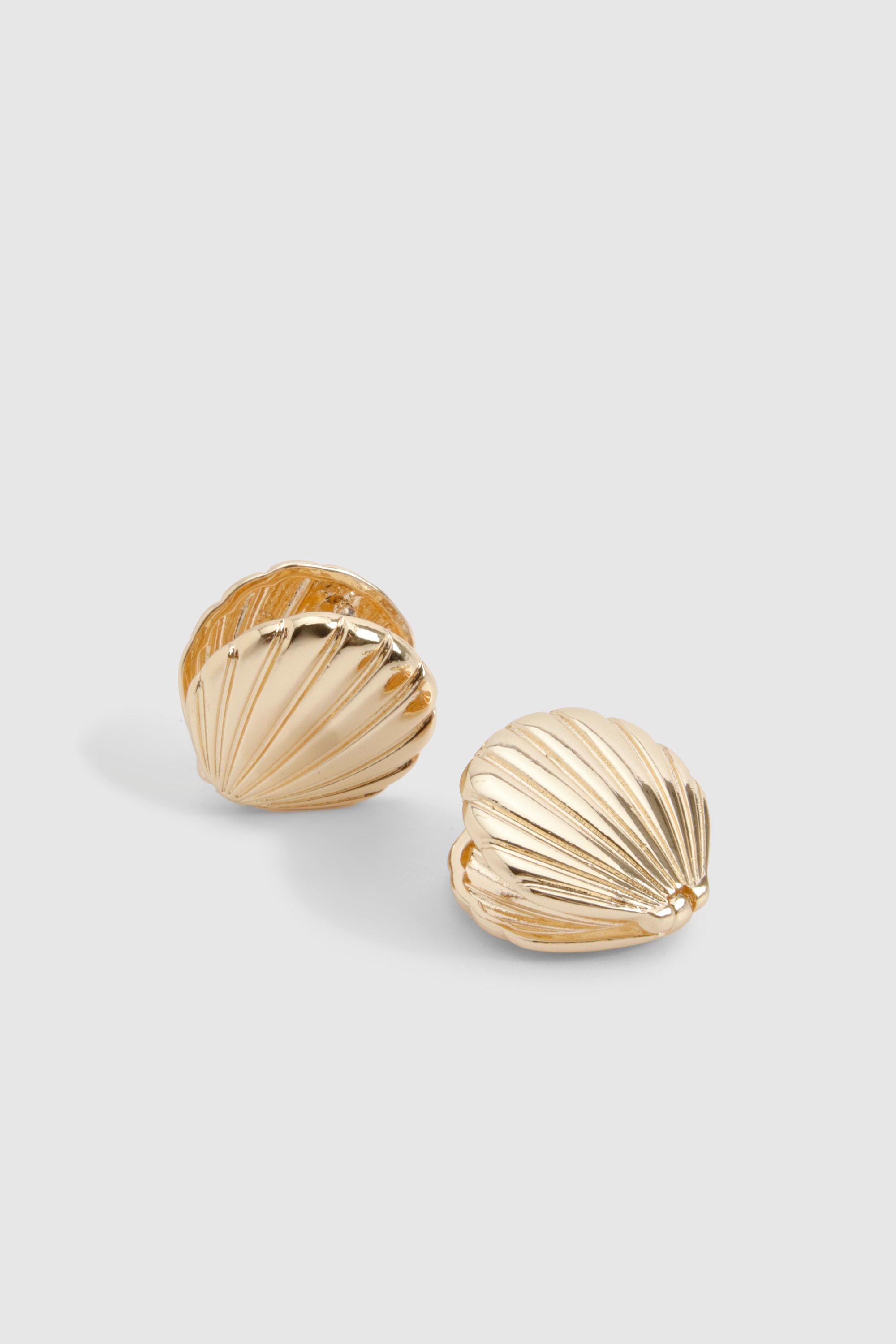 Image of Shell Stud Earrings, Metallics