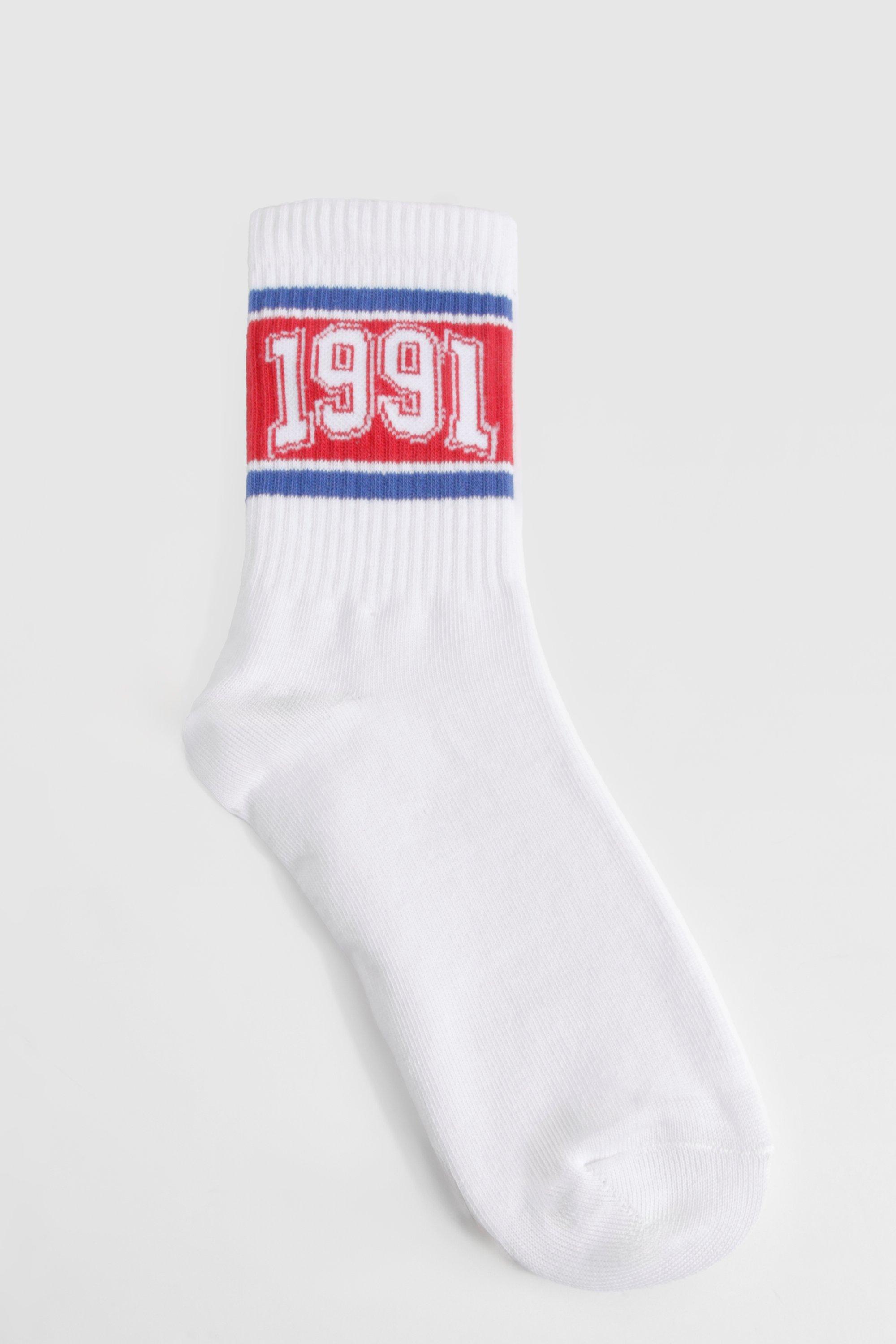 Image of Striped Single Sports Socks, Bianco