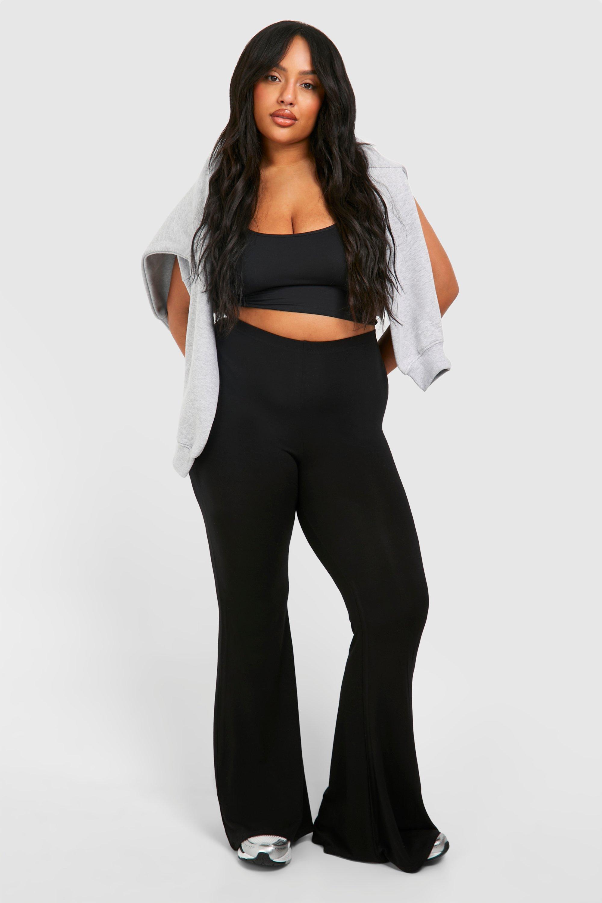 Plus High Waisted Ruched Bum Jersey Flared Trousers - Black - 20 product