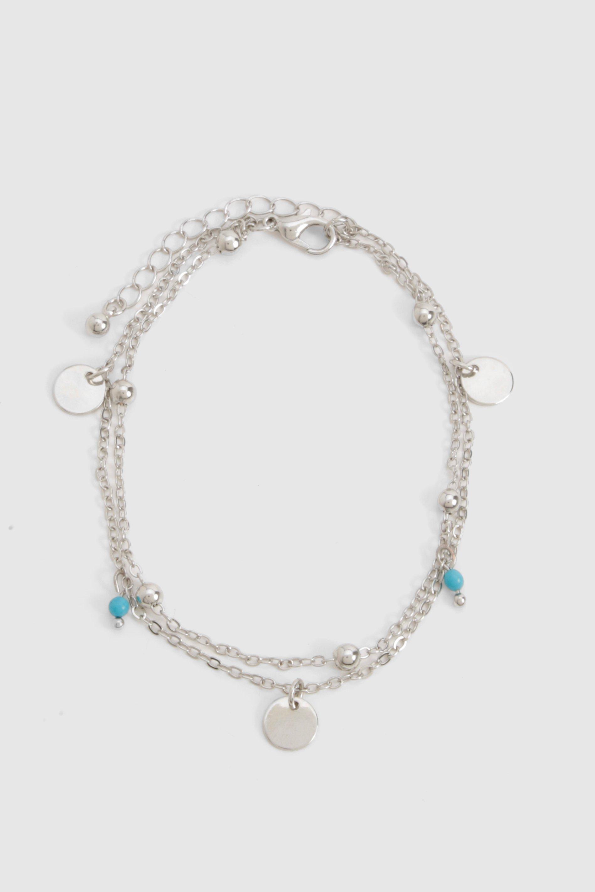 Image of Silver Double Layered Anklet, Grigio