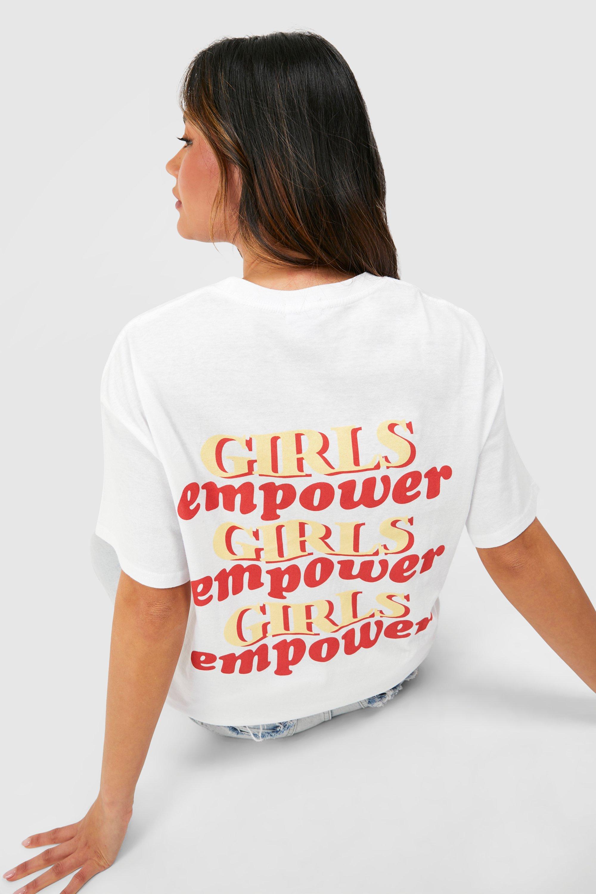 Image of Girls Empower Girls Back Printed Oversized T-shirt, Bianco