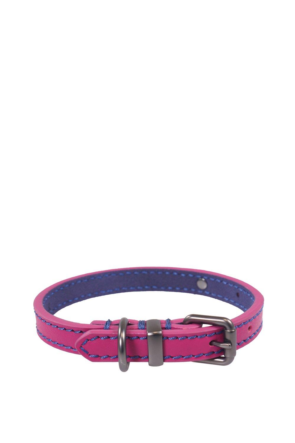 Picture of For Dapper Dogs Pink With Polka Dot Lining Leather Dog Collar Small