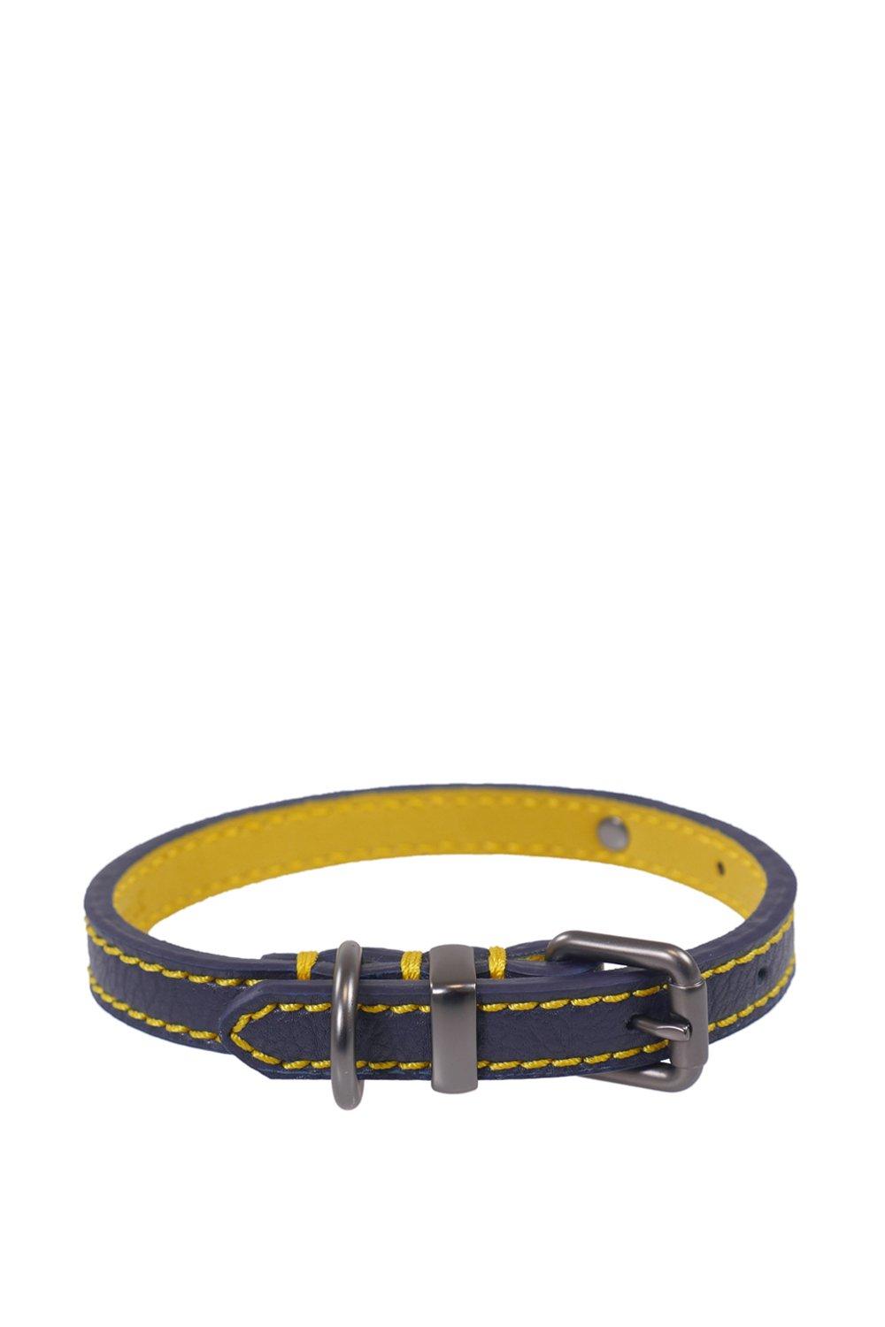 Picture of For Dapper Dogs Navy Leather Dog Collar Small