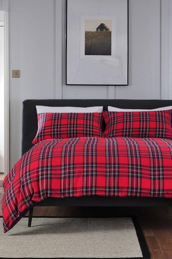 Picture of Red Tartan Brushed Cotton Double Duvet Set