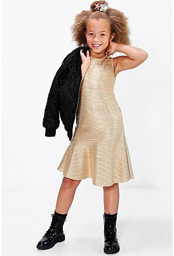 Girls All Over Metallic Party Dress