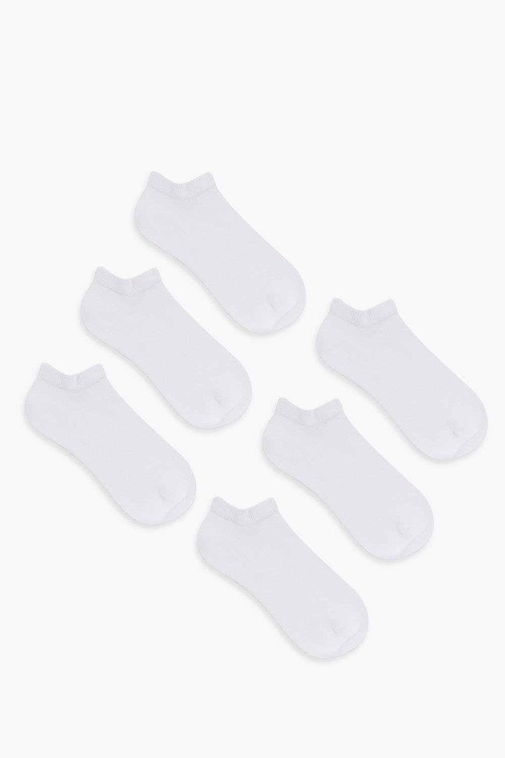 Womens 6 Pack Trainer Socks - White - One Size, White