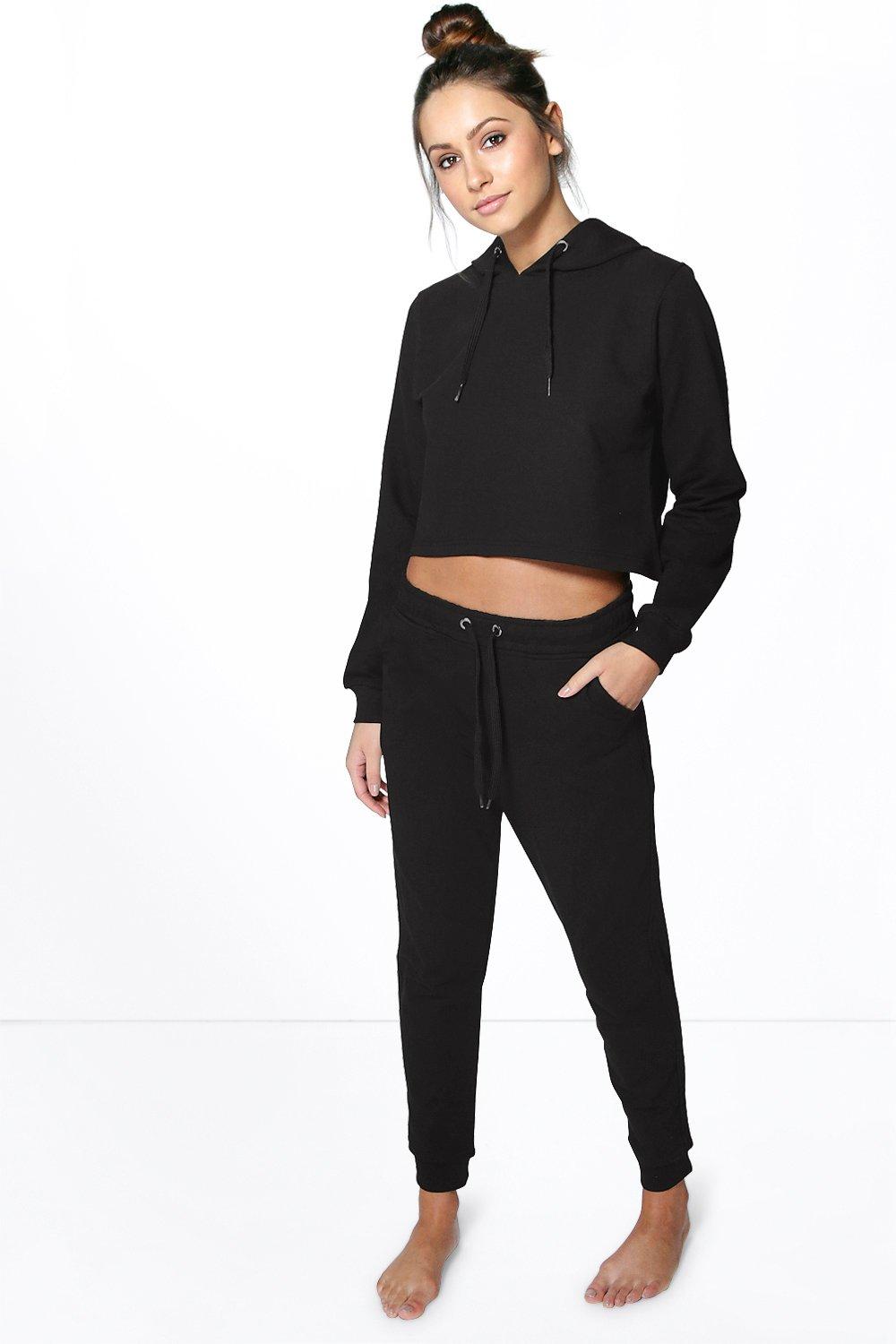 crop hoodie and jogger lounge set