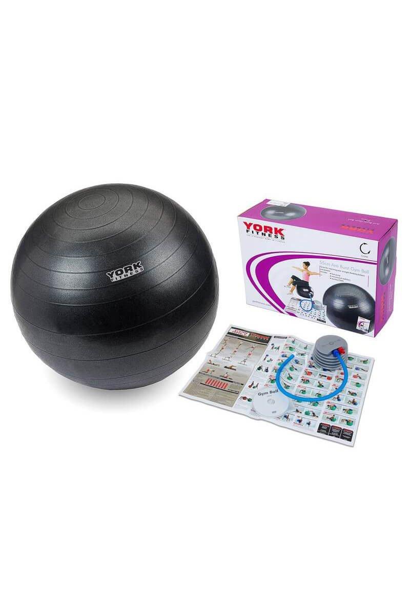 York 55cm Gym Ball with DVD|black