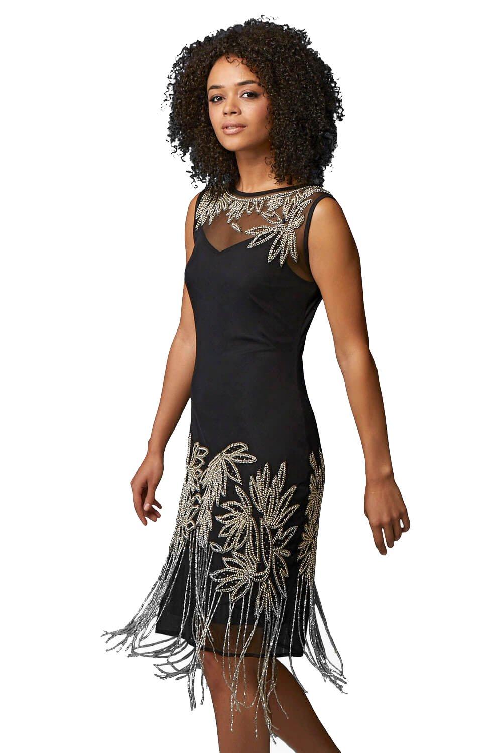 Roman Women's Embellished Flapper Dress|Size: 14|black