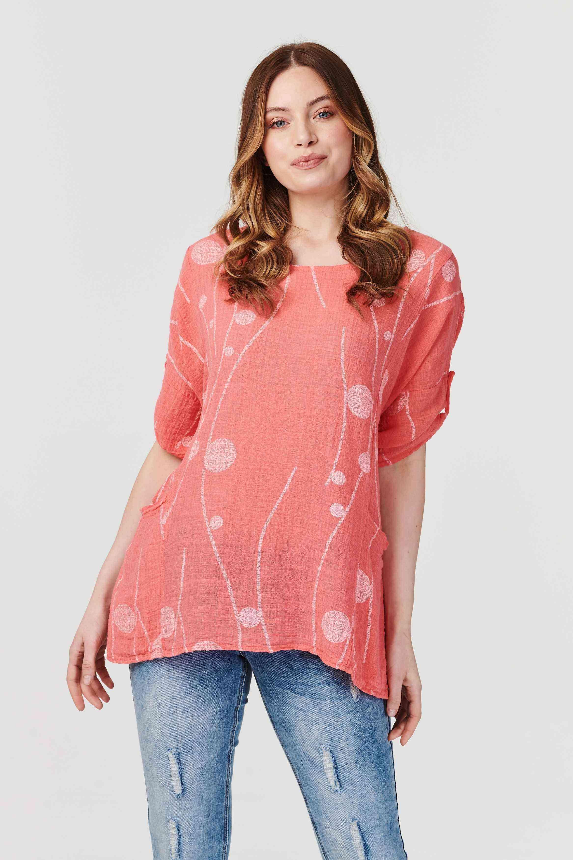 Izabel London Polka Dot Oversized Blouse pink Female