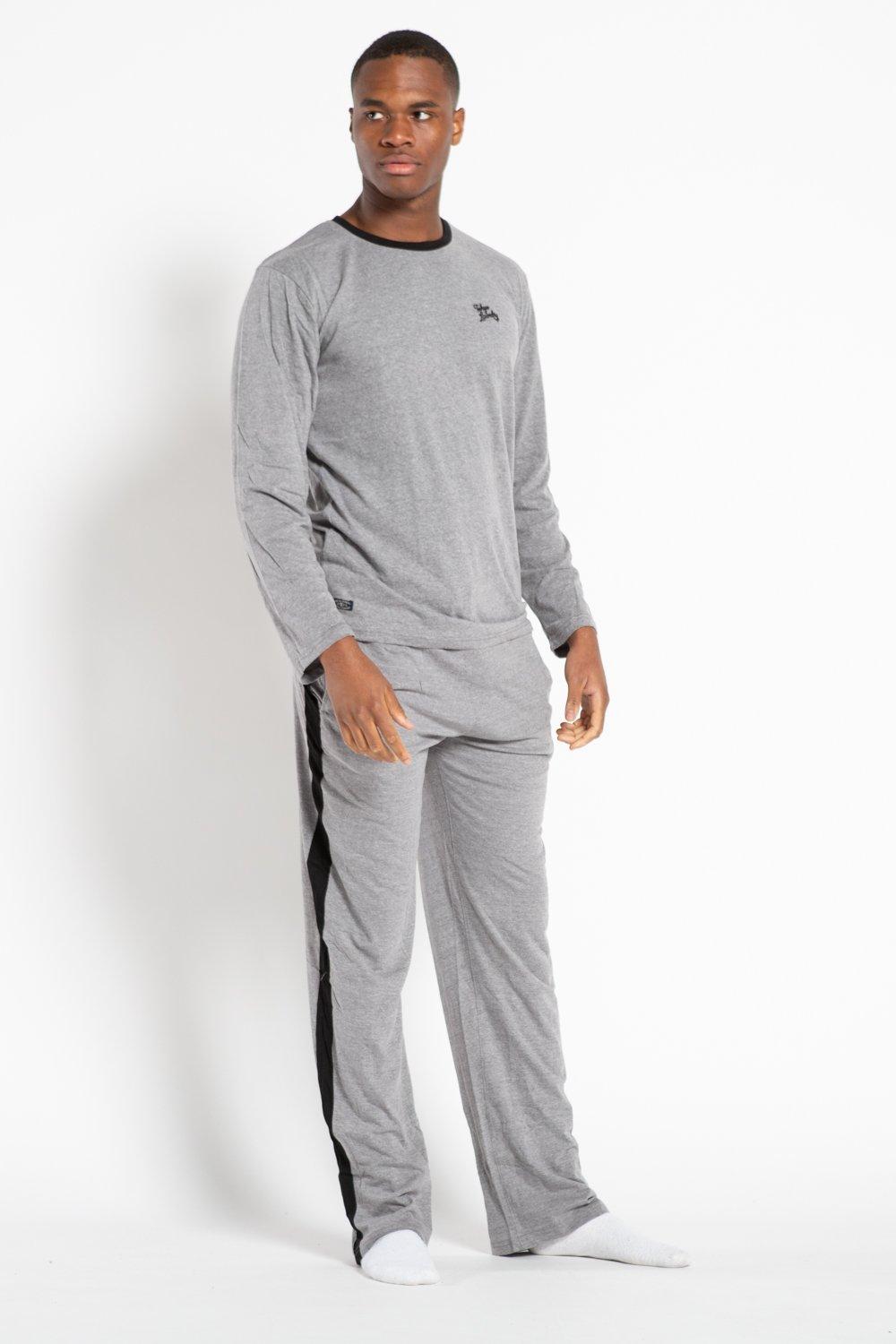 Tokyo Laundry Men's Cotton 2-Piece Long Sleeve Top and Bottoms Loungewear Set|Size: L|mid grey