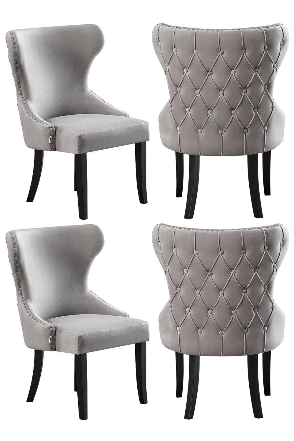 Set of 4 'Mayfair Velvet Dining Chairs' Upholstered Dining Room Chairs