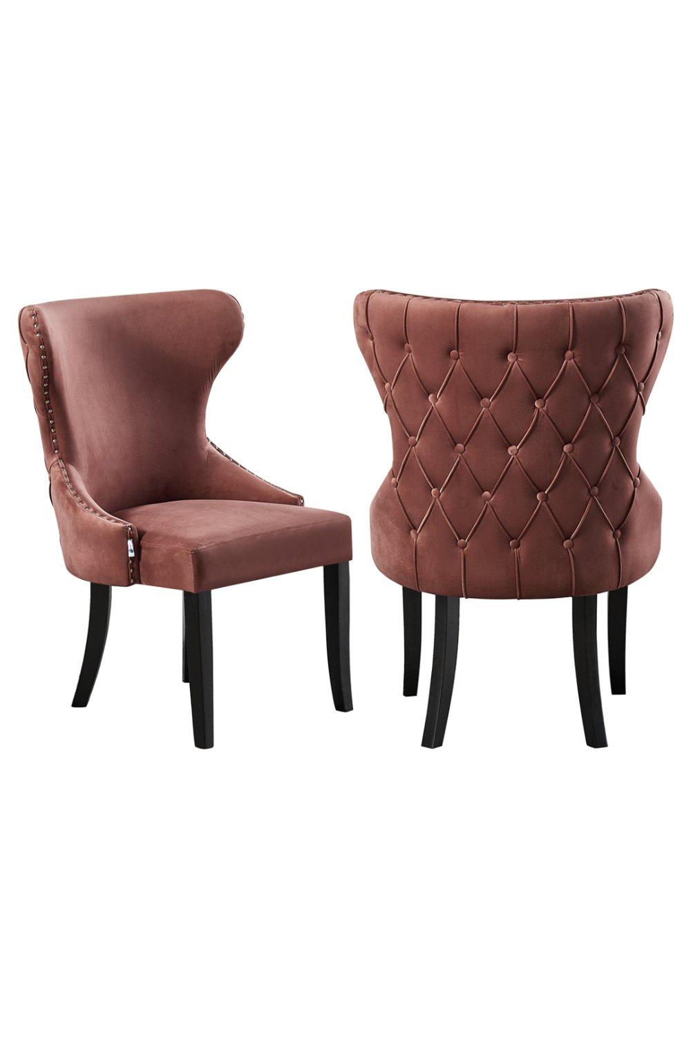 Set of 2 'Mayfair Velvet Dining Chairs' Upholstered Dining Room Chairs