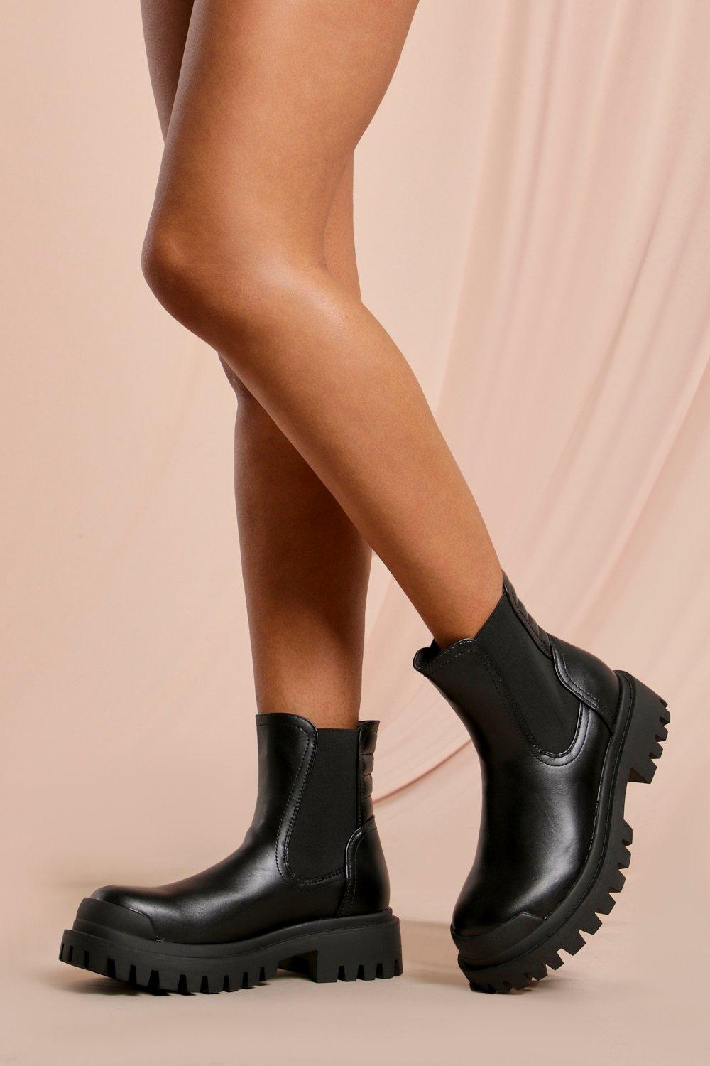Misspap Womens Ribbed Detail Chunky Chelsea Boots - black - 6, Black