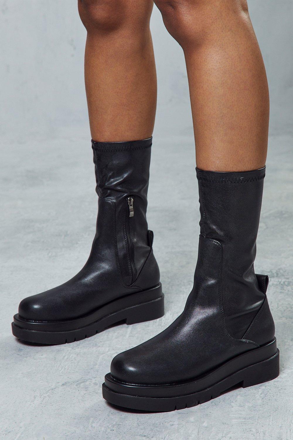 Misspap Womens Stretch Chunky Ankle Boots - black - 6, Black