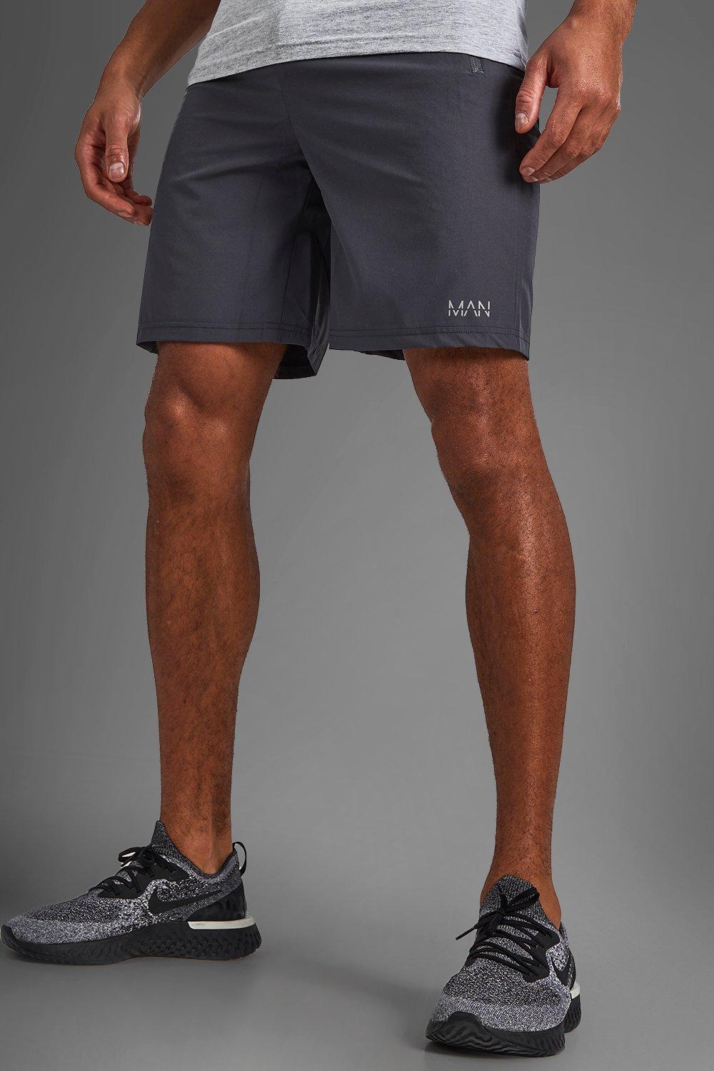 Mens Grey Man Active Gym 5inch Shorts With Zip Pockets, Grey