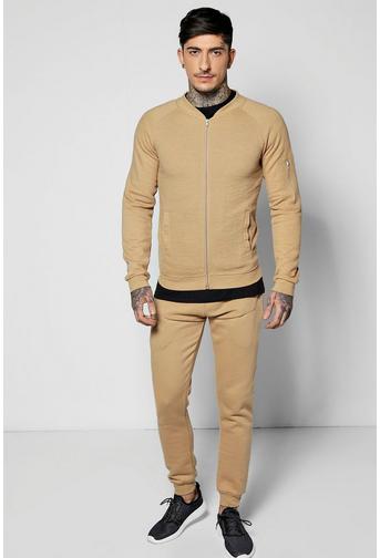 Skinny Fit Ribbed Bomber Tracksuit