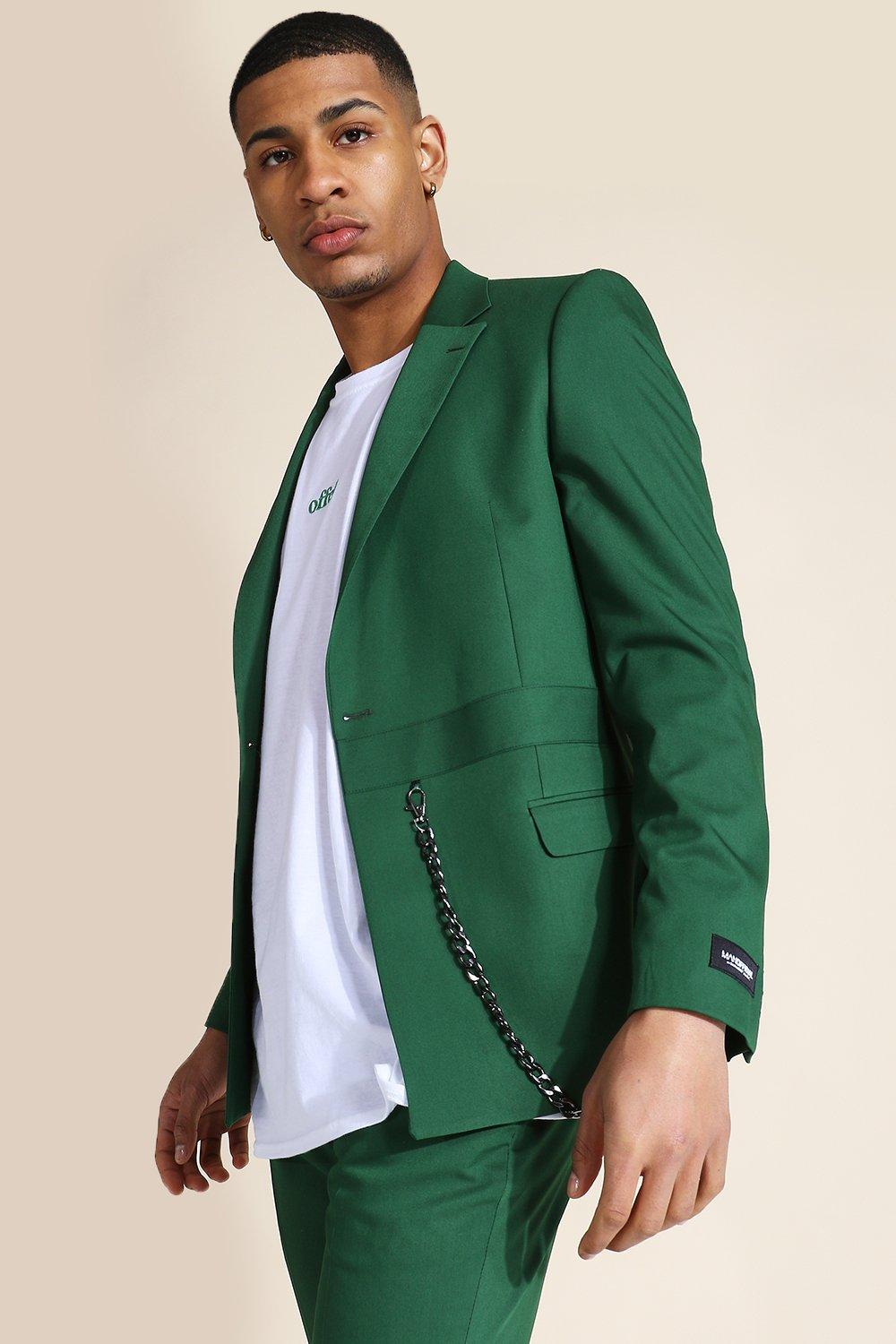 veste de costume cintrée croisée à chaîne homme - vert - 40, vert