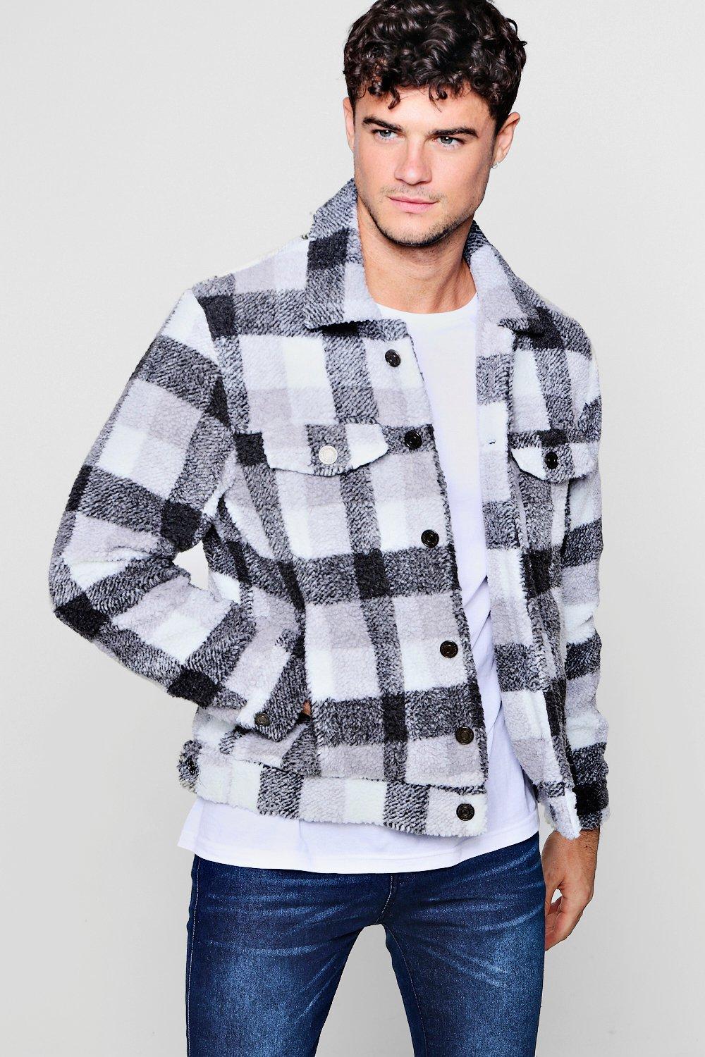 Check Borg Trucker Jacket from BoohooMan.com
