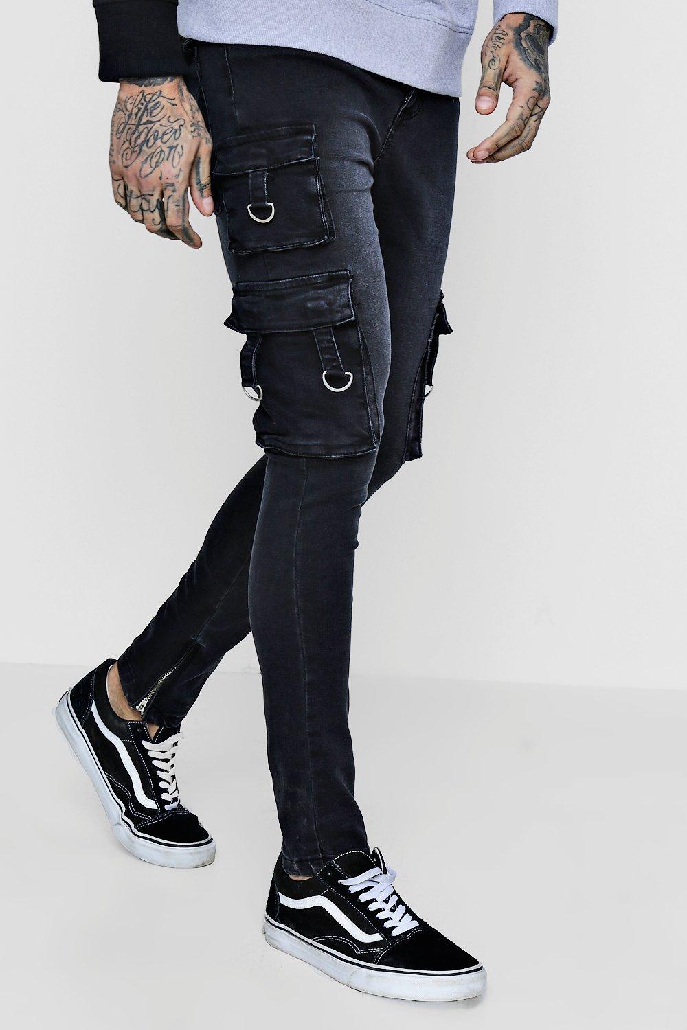 super skinny cargo pants mens