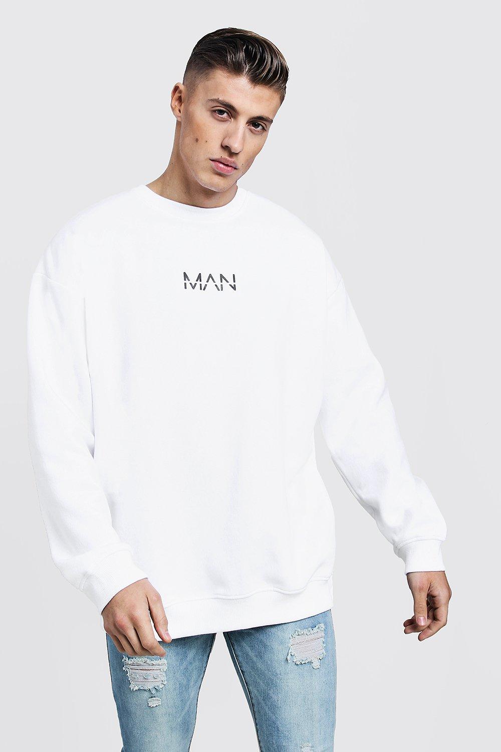 boohooman white sweatshirt
