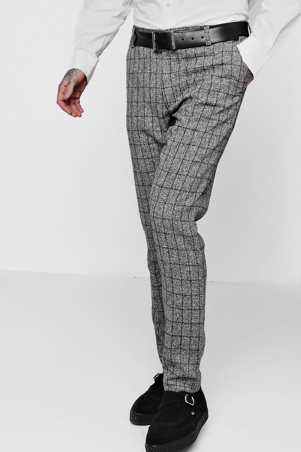 grey check trousers mens