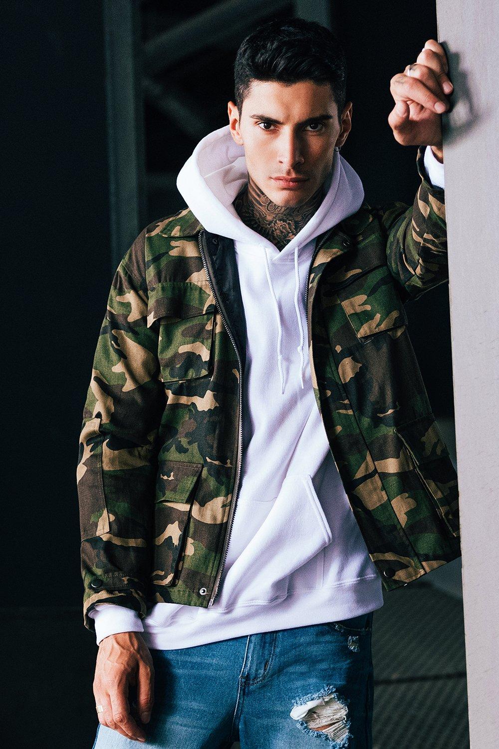 Multi Pocket Camo Field Jacket from BoohooMan.com