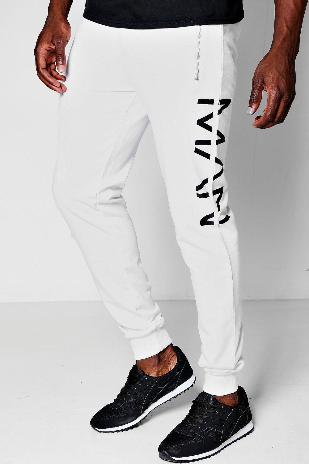 mens white skinny joggers