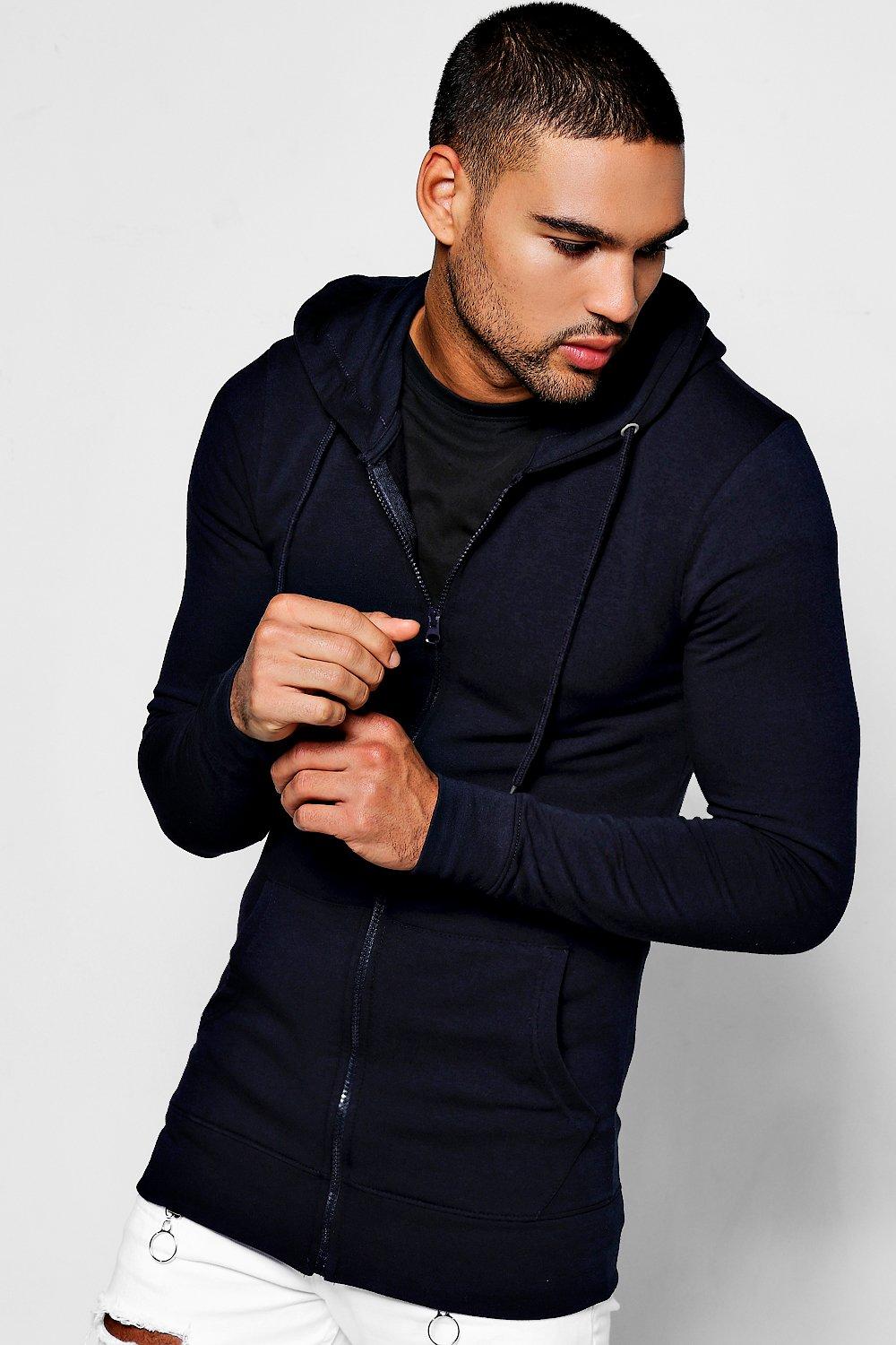 muscle fit hoodie zip