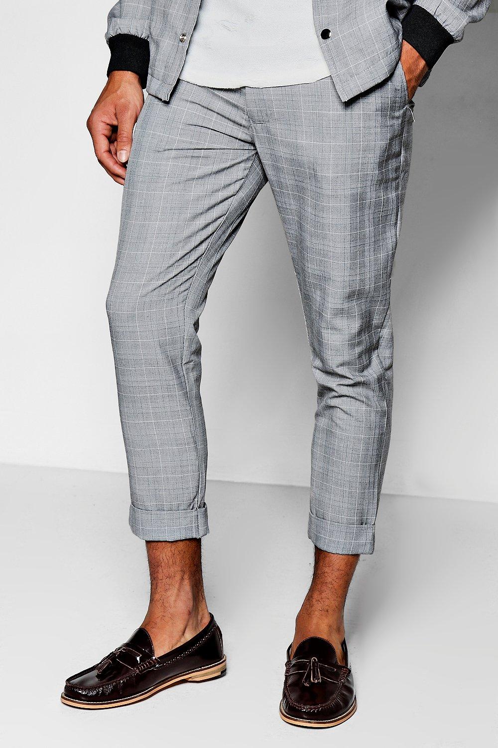 grey striped trousers