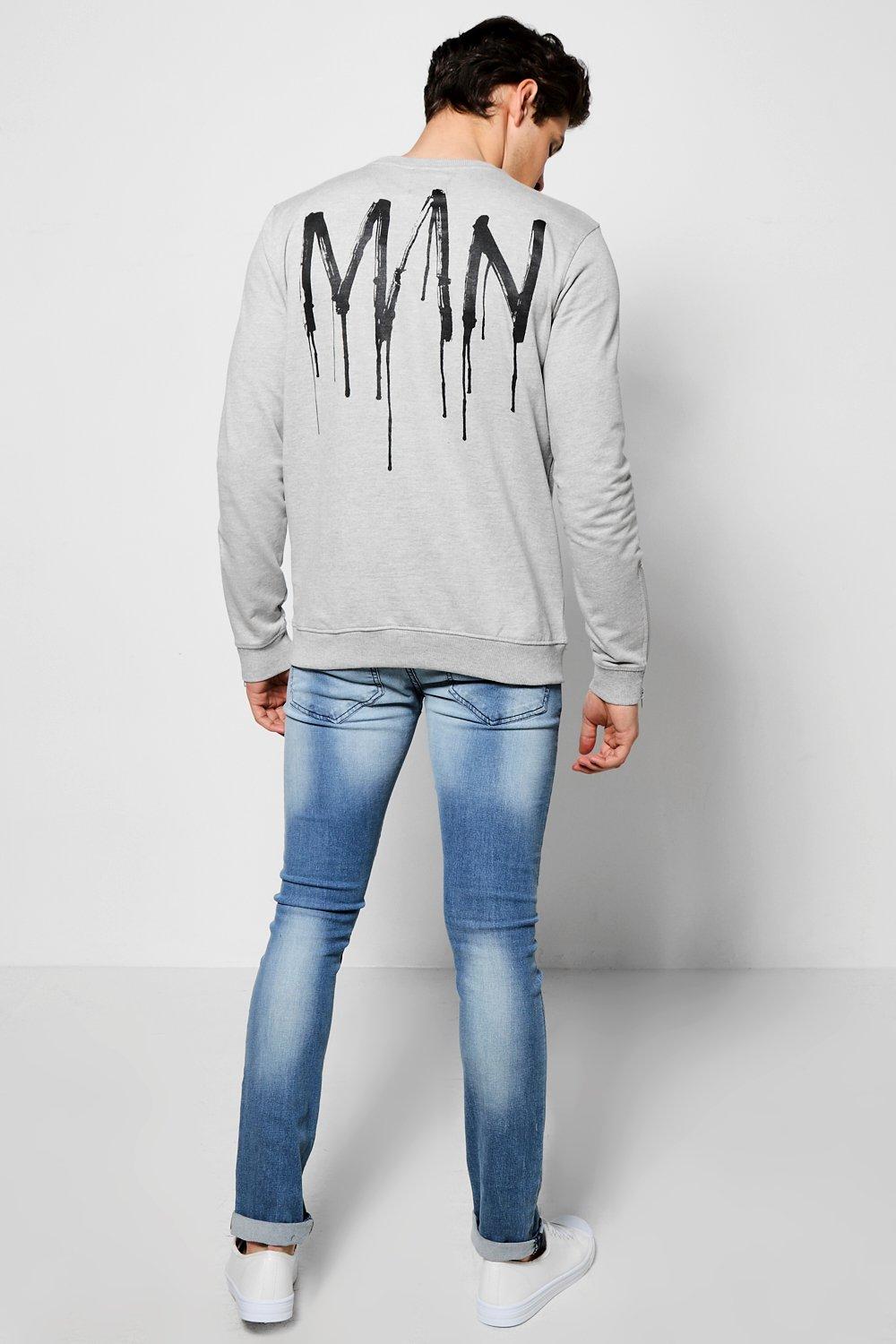 MAN Back Print Sweater With Side Zips