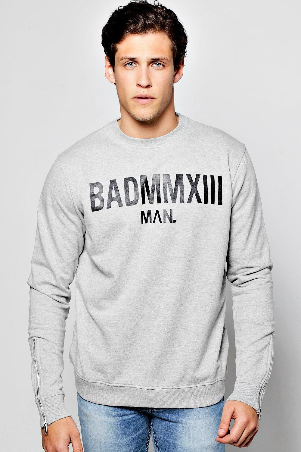 Bad Man Print Sweater With Side Zips!