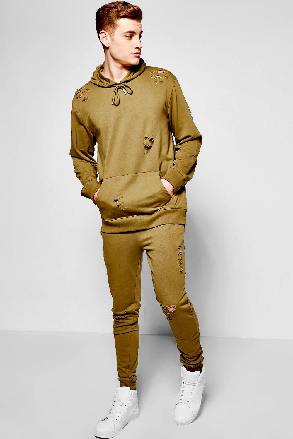 Oversized Destroyed Hooded Tracksuit