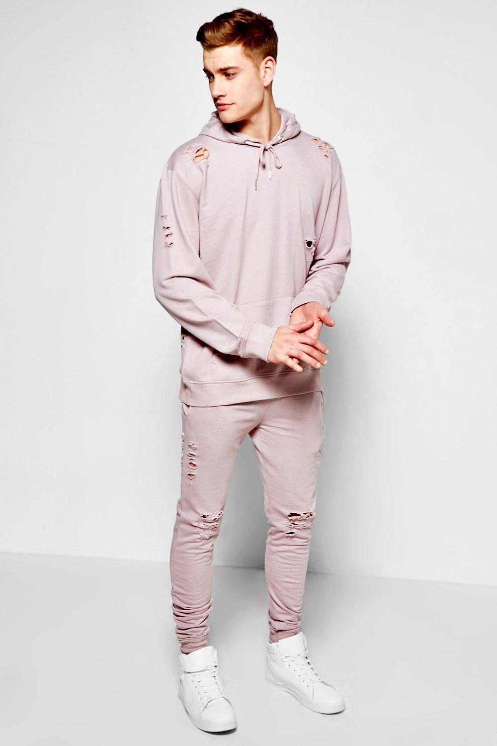 Oversized Destroyed Hooded Tracksuit