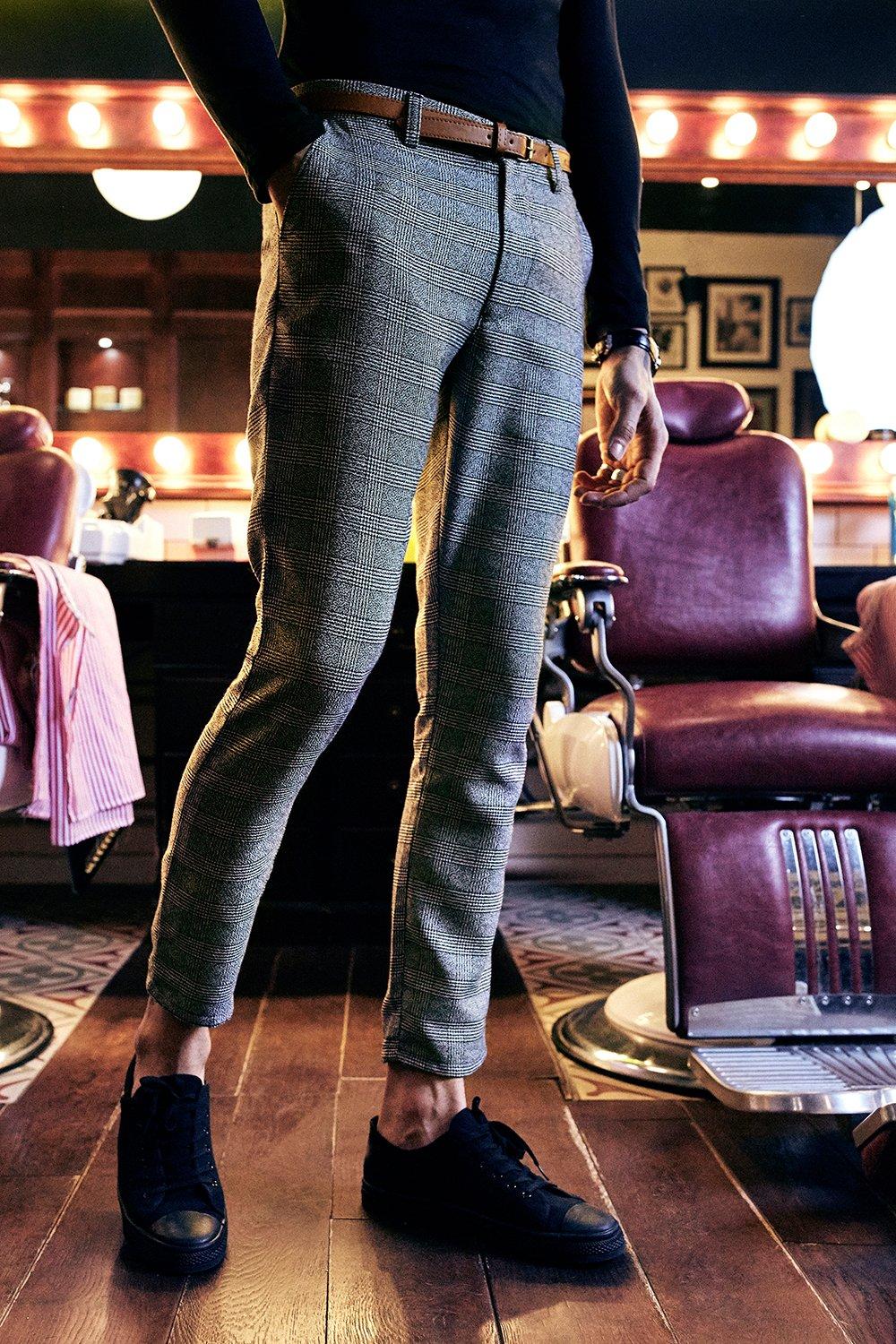 Cropped Tailored Check Trousers