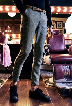 Cropped Tailored Check Trousers