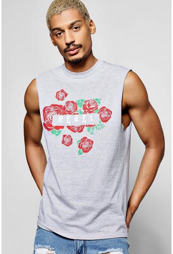 Rebel Floral Sleeveless T Shirt