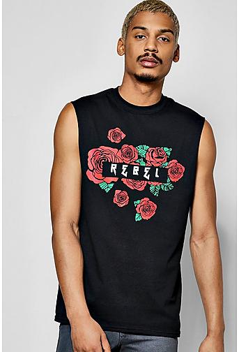 Rebel Floral Sleeveless T Shirt