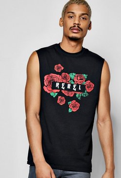 Rebel Floral Sleeveless T Shirt