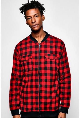 Bomber Collar Buffalo Check Shirt