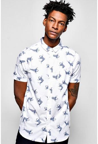 Short Sleeve Koi Print Shirt