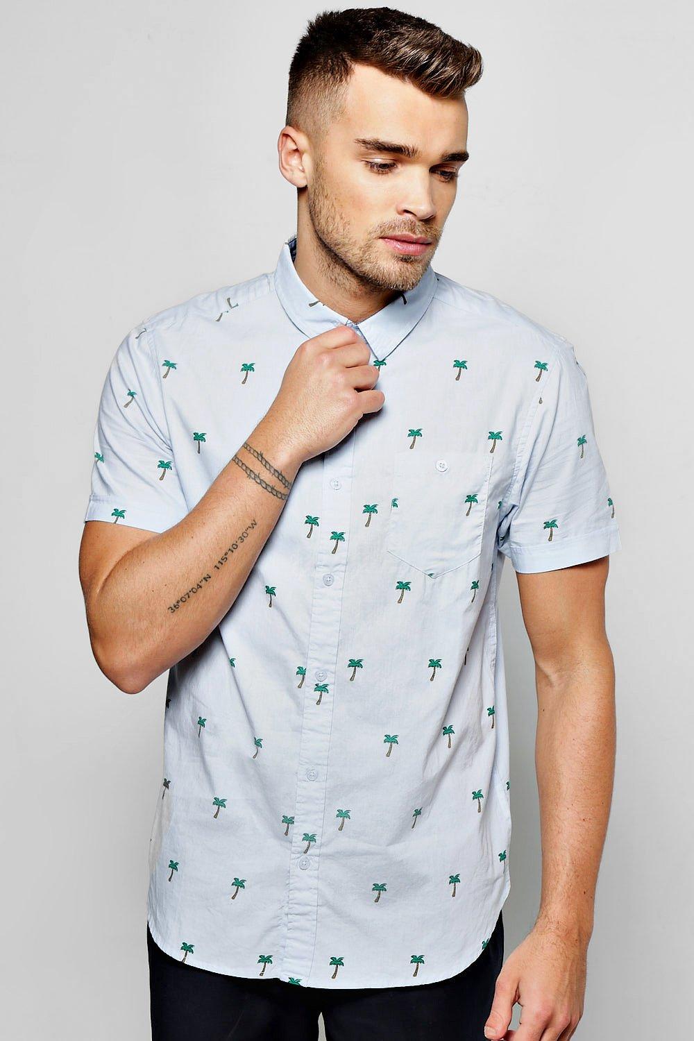 Short Sleeve Palm Print Shirts