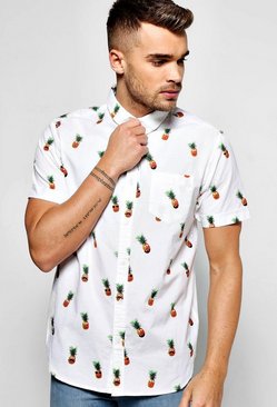 Short Sleeve Pineapple Print Shirt