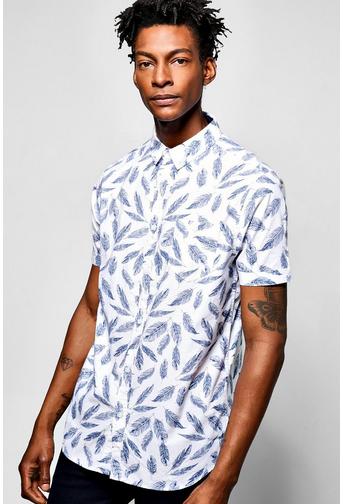 Short Sleeve Leaf Print Shirt