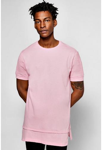 Longline Biker T Shirt With Stepped Hem