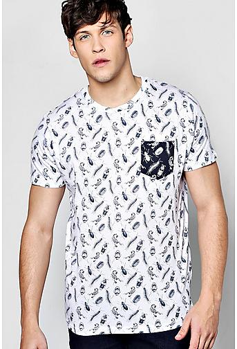 All Over Beetle Print T Shirt