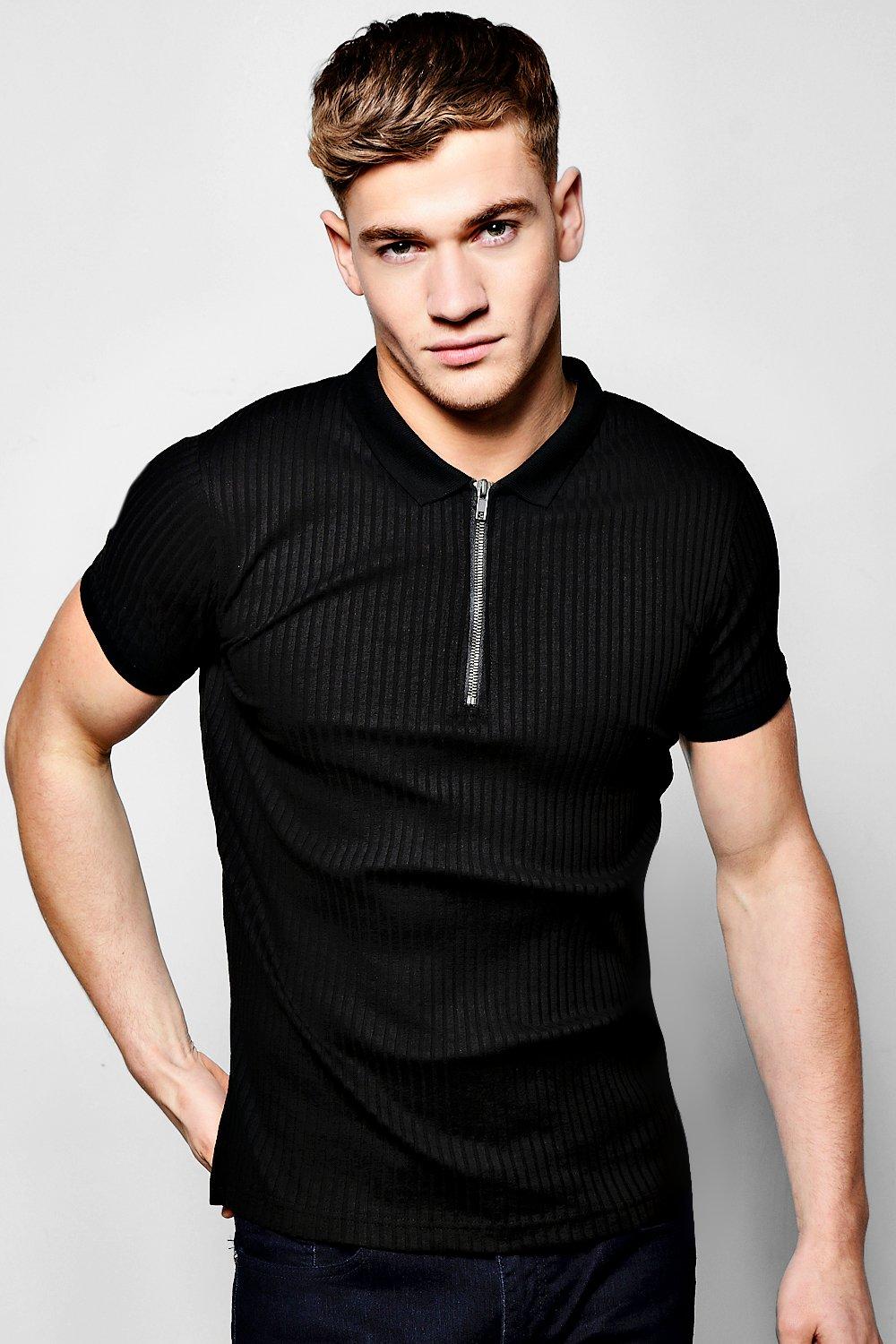Ribbed Polo T Shirt