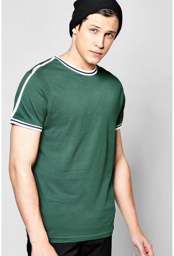 Sports Stripe T Shirt With Rib Neck